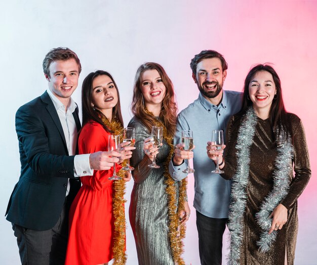 Friends toasting at a new year party