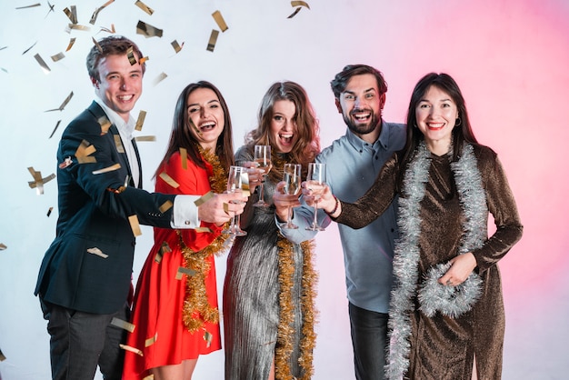 Friends toasting at a new year party