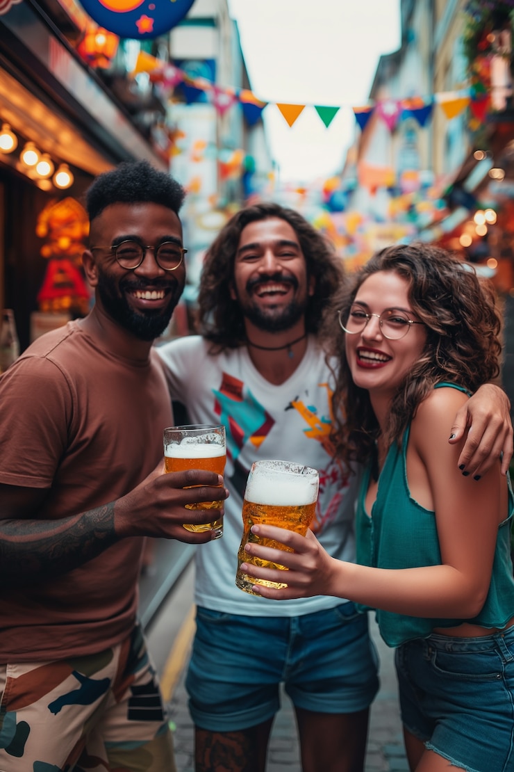 Free Photo friends toasting with beer for oktoberfest
