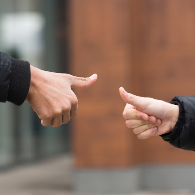 Friendship concept with hands signs