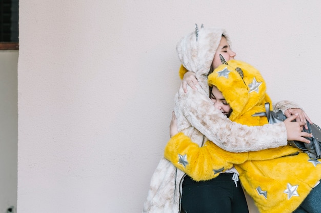 Free photo friendship concept with two joyful girls