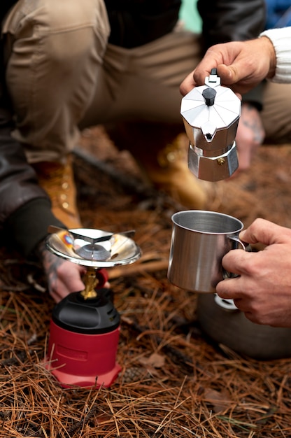 Friensds enjoying their winter camping