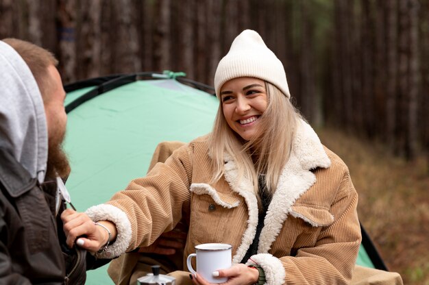 Friensds enjoying their winter camping