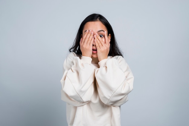 Free photo frightened girl