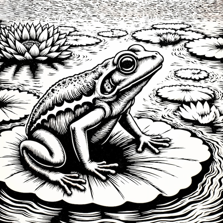 मुफ़्त फोटो frog resting on a lily pad in a pond