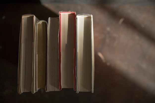 From above books on gray