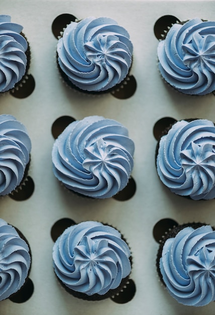 From above cupcakes with cream