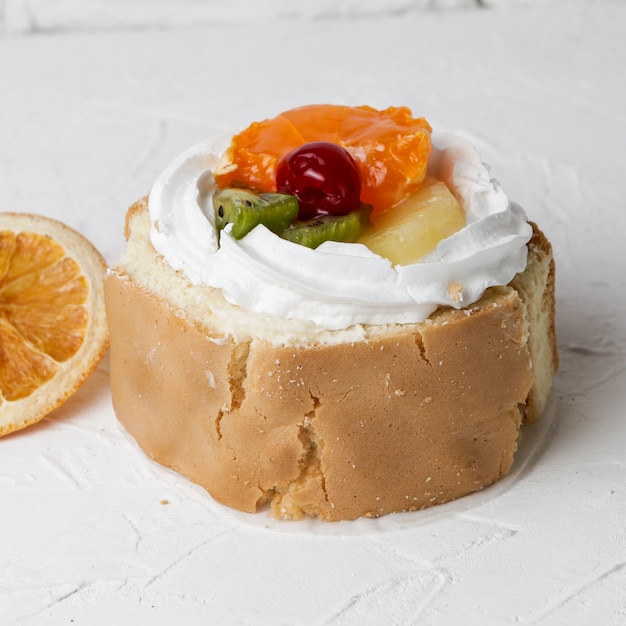 From above mini cake with dried orange