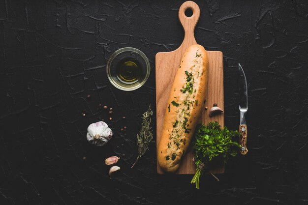 From above view of ingredient for bread