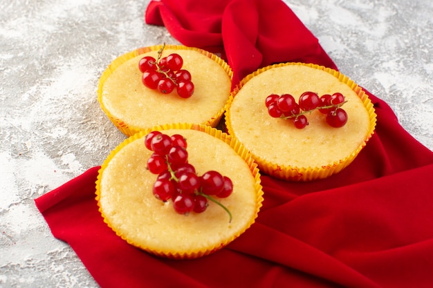 Front close view cake with cranberries yummy and perfectly baked on the light desk