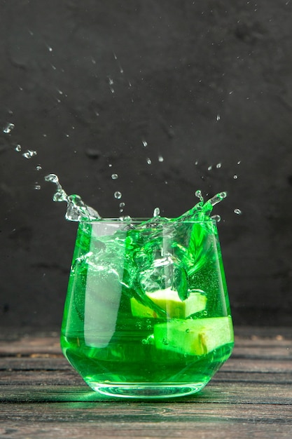 Free photo front close view of fresh natural delicious juice in a glass on black background