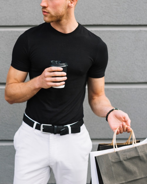 Front view adult male in casual outfit