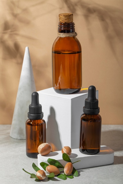 Free photo front view argan oil arrangement