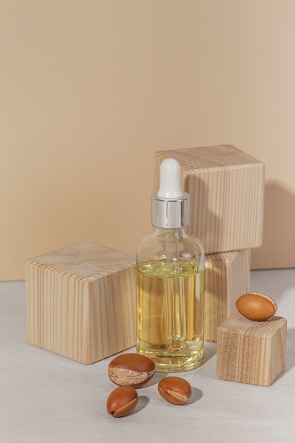 Free photo front view argan oil arrangement