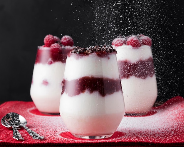 Free photo front view arrangement of delicious christmas desserts