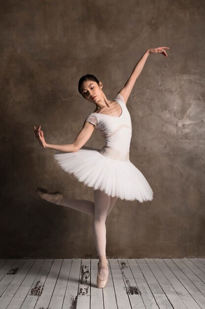 Front view of ballerina wearing a tutu