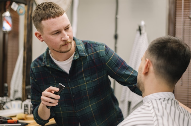 Free photo front view of barber shop concept