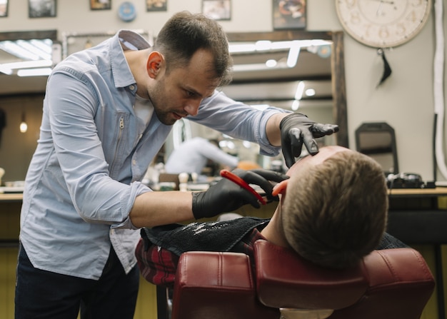 Front view of barber shopconcept