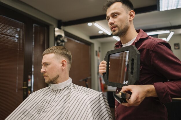 Front view of barbershop concept