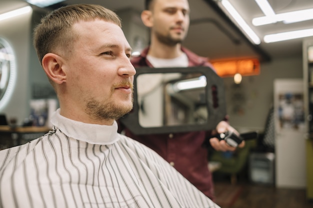 Front view of barbershop concept