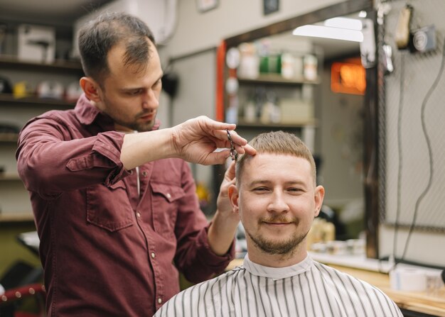 Front view of barbershop concept