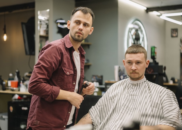 Front view of barbershop concept