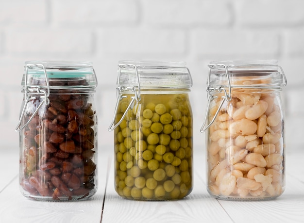 Front view of beans arrangement in jar