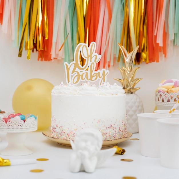 Free photo front view of beautiful baby shower concept