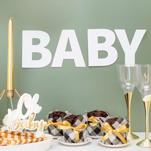 Free photo front view of beautiful baby shower concept