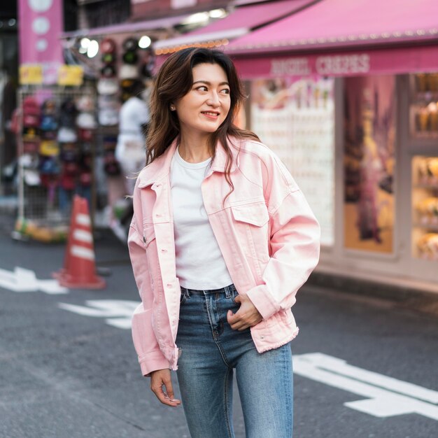 Front view of beautiful girl in japan