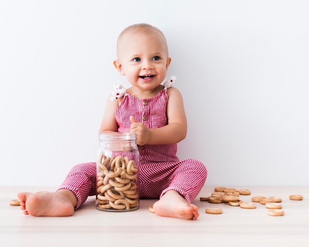 Front view of beautiful smiling baby girl