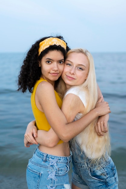 Front view of beautiful smiling girls