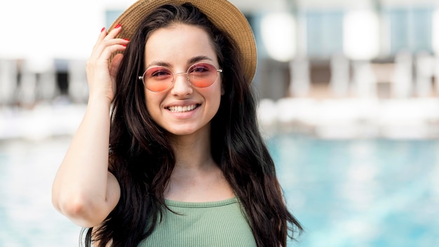 Front view of beautiful smiling woman