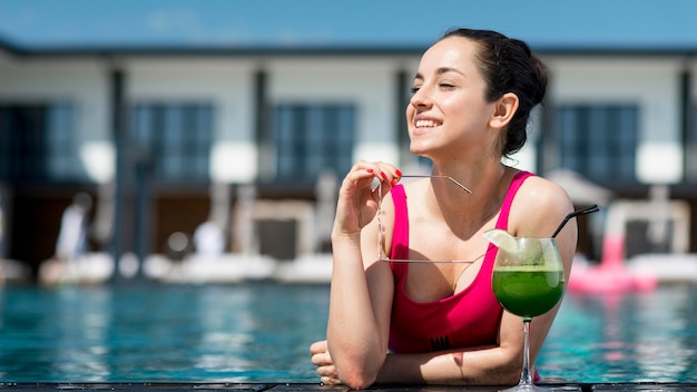 Front view of beautiful smiling woman