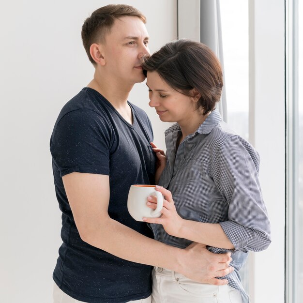 front view of beautiful woman and man