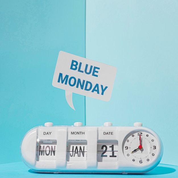 Front view of blue monday concept
