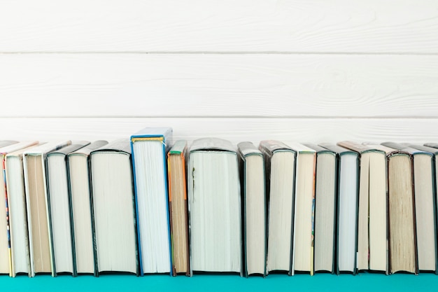 Front view books with white background