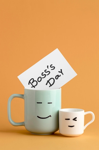 Free photo front view of boss day concept with cups