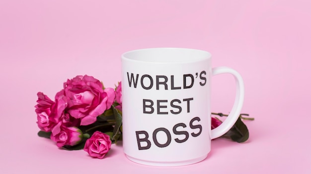 Free photo front view boss's day assortment on pink background