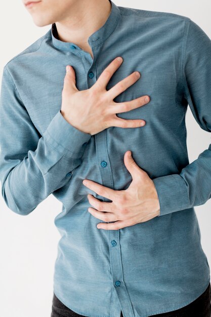 Front view of boy with anxiety symptom