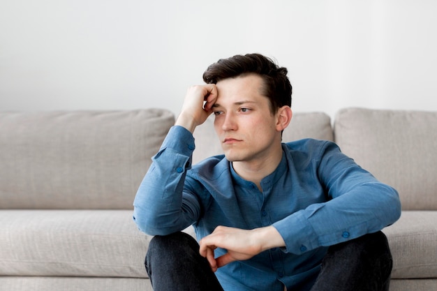 Front view of boy with anxiety