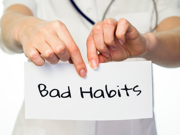 Front view of break bad habit concept