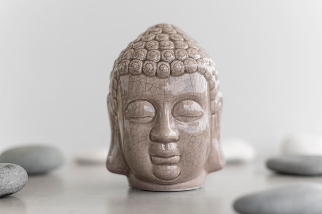 Front view of buddha head statue