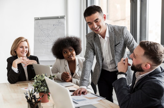 Front view of business people talking