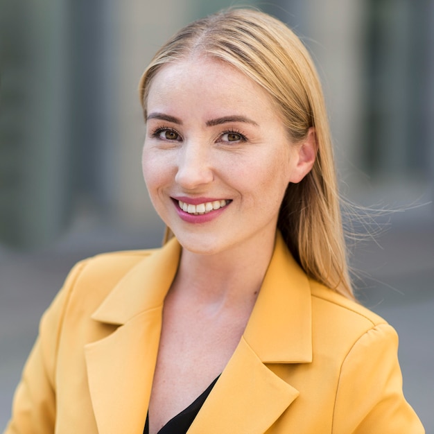 Front view of business woman in suit