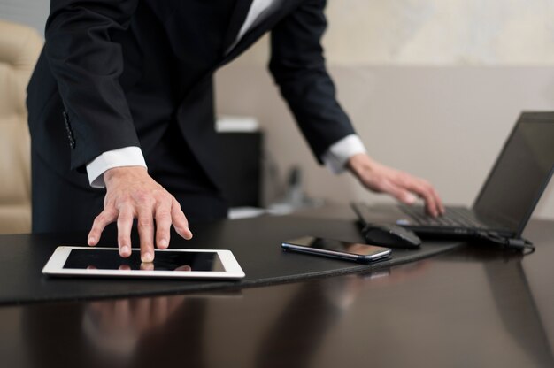 Front view of businessman working