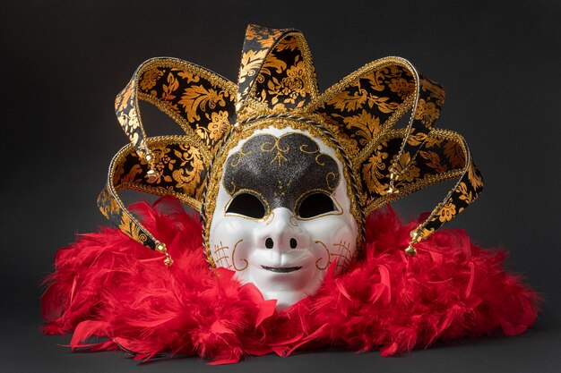 Foto gratuita vista frontale della maschera di carnevale con piume