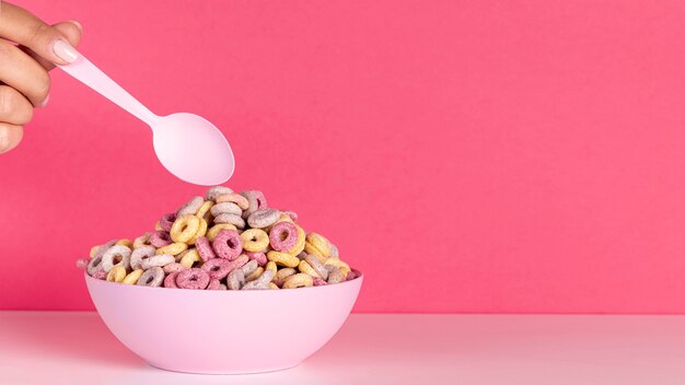 Front view cereal bowl with copy space background