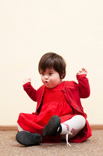 Front view of child with down syndrome