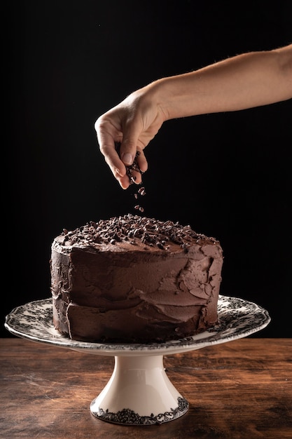 Вид спереди концепции шоколадного торта